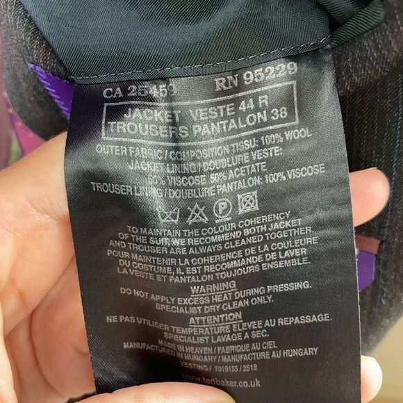 𝅺TED Baker Wool Endurance Pinstripe Suit Jacket Blazer Size 44R - Picture 9 of 9